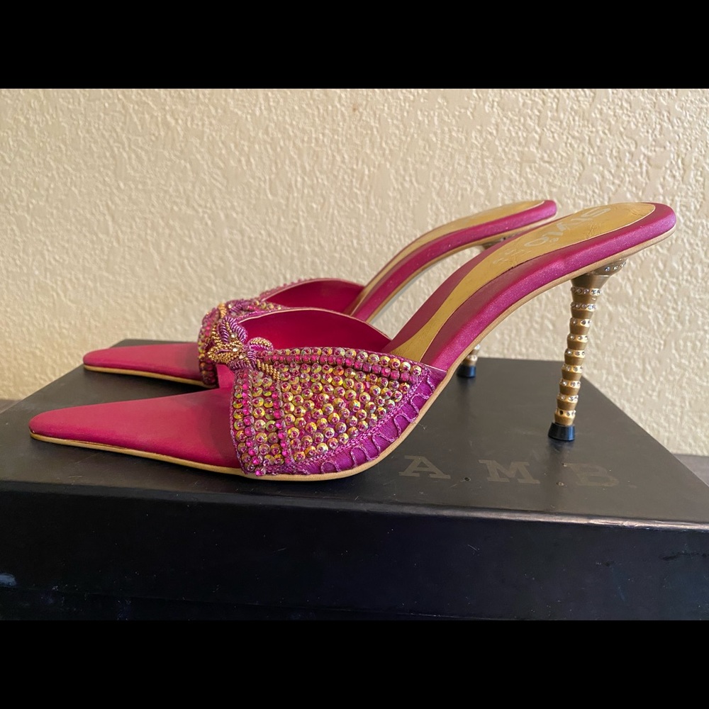Vintage Burlesque Rhinestone heels Size 9